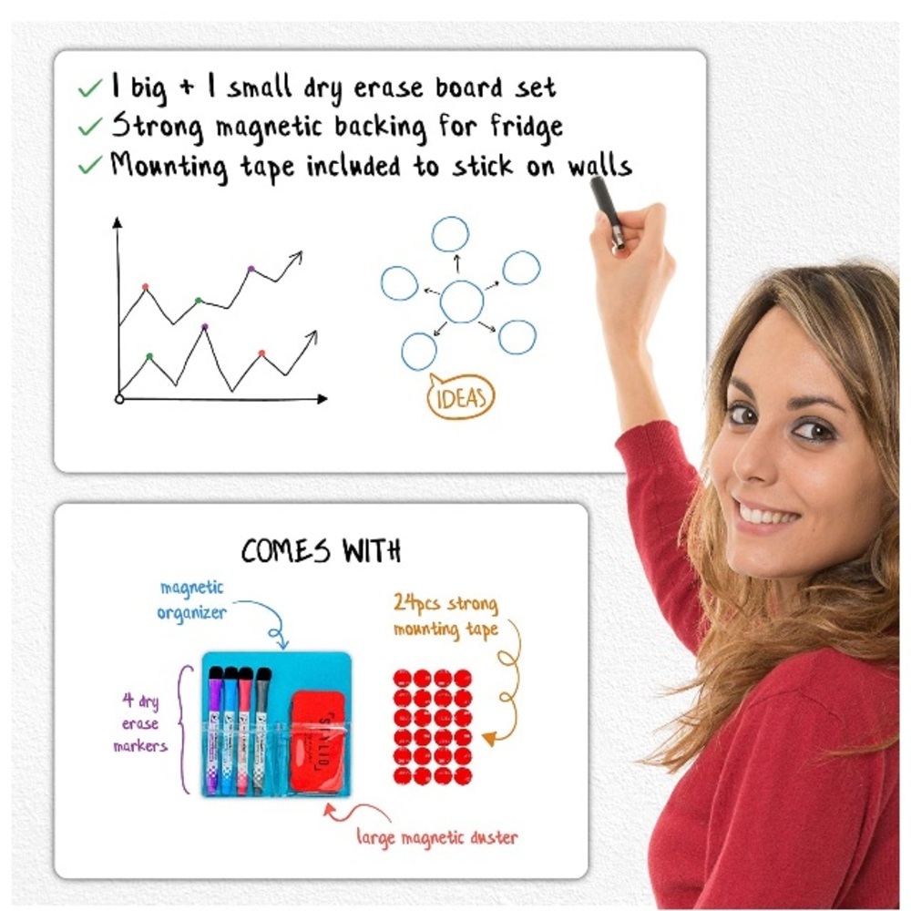 NWT Magnetic Dry Erase White Board Set 2 Large​
